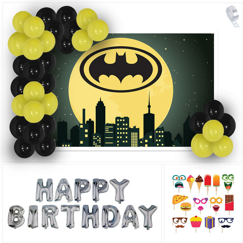 Candourbox Batman Superhero Theme Birthday Decorations Combo 34PCs