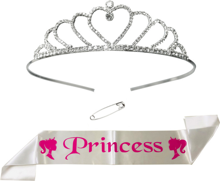 Unique Creations Princess White Sash Heart Diamond Crown for Birthday for Girls Womens Kids Price in India Buy Unique Creations Princess White Sash Heart Diamond Crown for Birthday for Girls