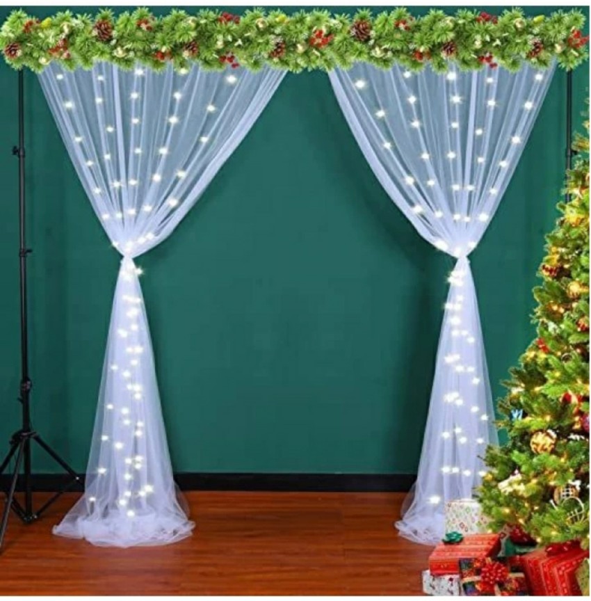 flipmate Solid White Net Curtain cloth backdrop Combo for  HBD, Wedding decoration (Set of 1) Balloon - Balloon