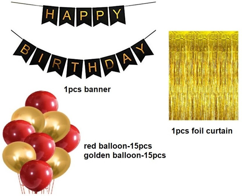 Red And Golden Paper And Latex Balloons 33 Pieces Happy Birthday Decoration  Combo Set at Rs 154/set in New Delhi