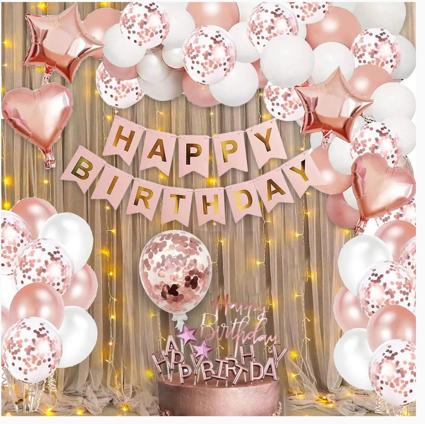 TTimmo4 Rose Gold and White Birthday Theme for Girls Boys