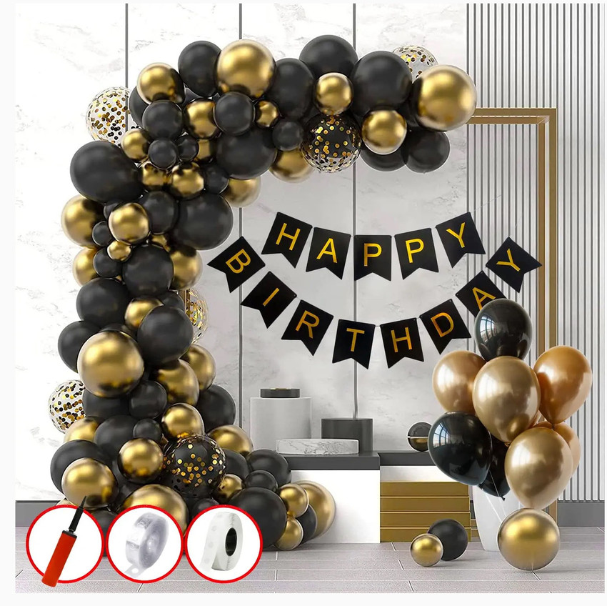 TTimmo4 Black and Golden Birthday Theme for Girls Boys Girlfriend