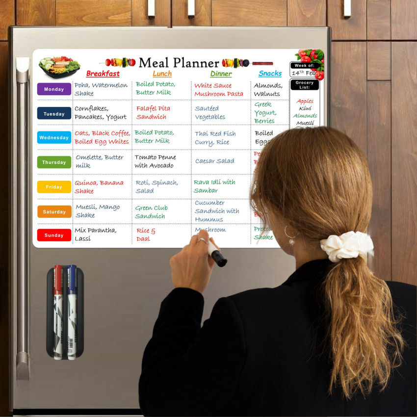 WishKraft Magnetic Meal Planner Dry Erase Whiteboard Sheet White