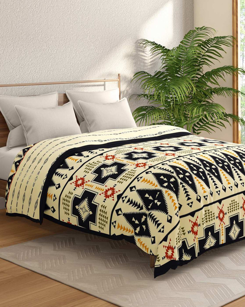 PORTICO NEW YORK Abstract Double Fleece Blanket for Mild Winter