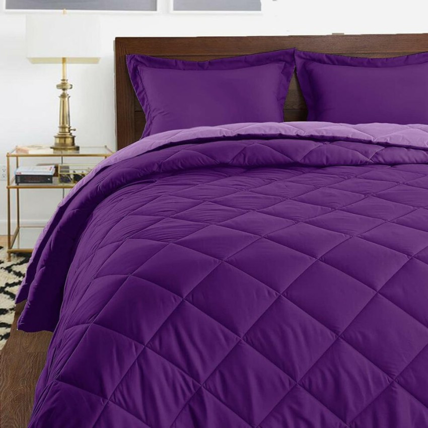 Tache Sateen Satin Ruffle Dark Purple Midnight Bloom Comforter Set