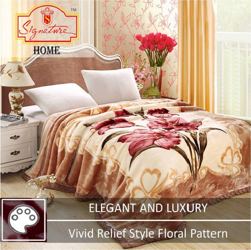 Signature Floral Double Woollen Blanket for Heavy Winter Buy