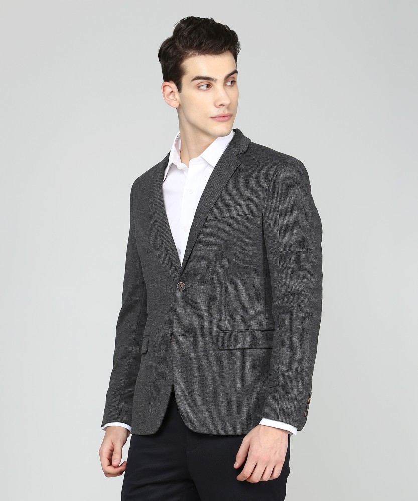 MANQ Solid Single Breasted Formal, Wedding Men Blazer - Buy Charcoal Grey  MANQ Solid Single Breasted Formal, Wedding Men Blazer Online at Best Prices  in India