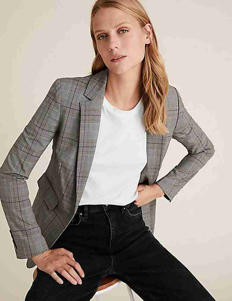 MARKS SPENCER Checkered Single Breasted Casual Women Blazer