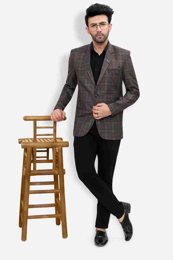 Avser by Authentics Checkered Single Breasted Formal Men Blazer