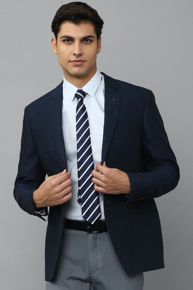 40% OFF on Louis Philippe Sport Blue Printed Steven Super Slim  Single-Breasted Blazer on Myntra