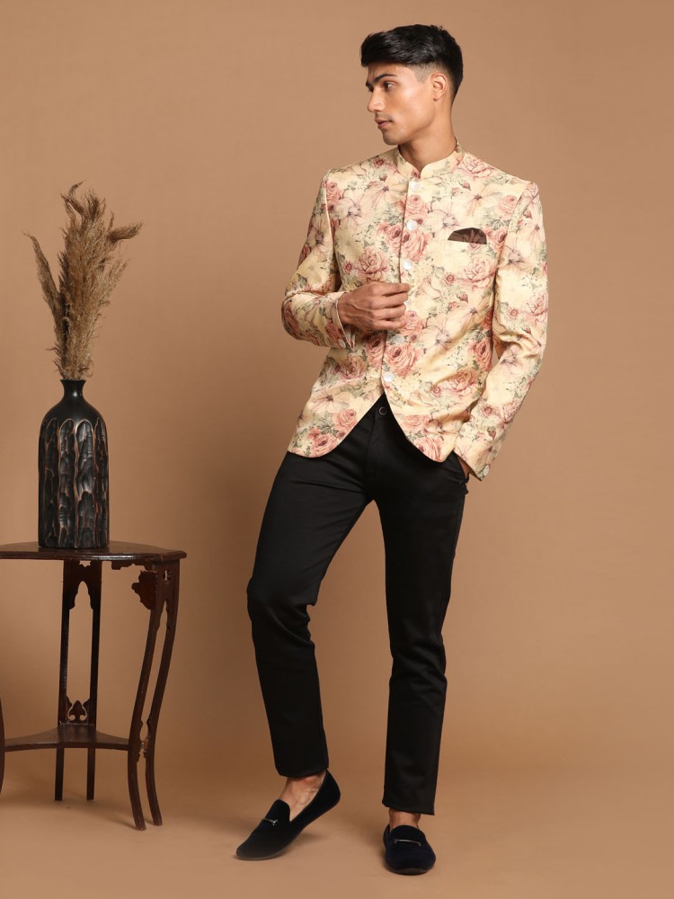 VASTRAMAY Men's Pink Floral Printed Blazer – vastramay