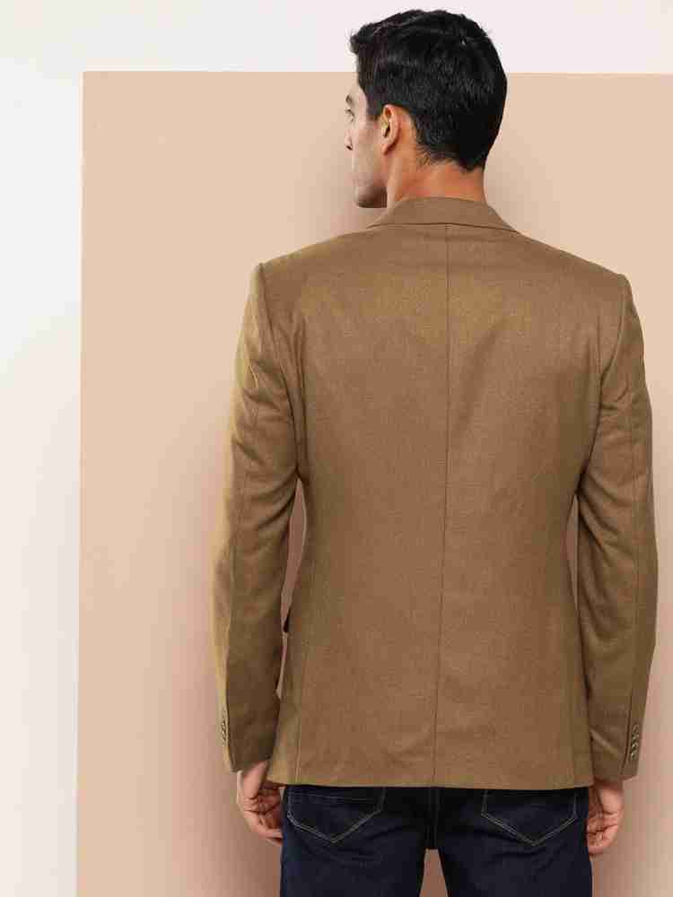 INVICTUS Brown Slim Fit Single-Breasted Formal Blazer