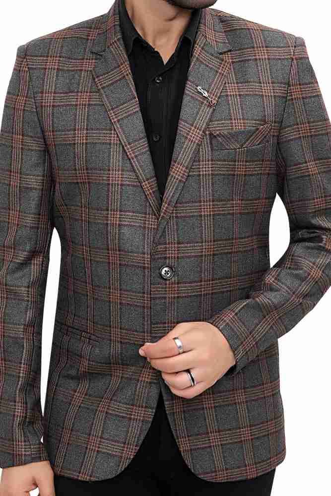 Avser by Authentics Checkered Single Breasted Formal Men Blazer