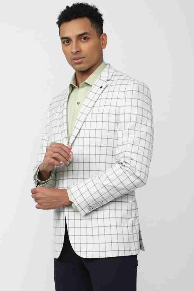 White on sale check blazer