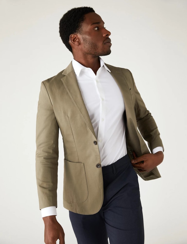 Solid single breasted 2025 casual men's blazer