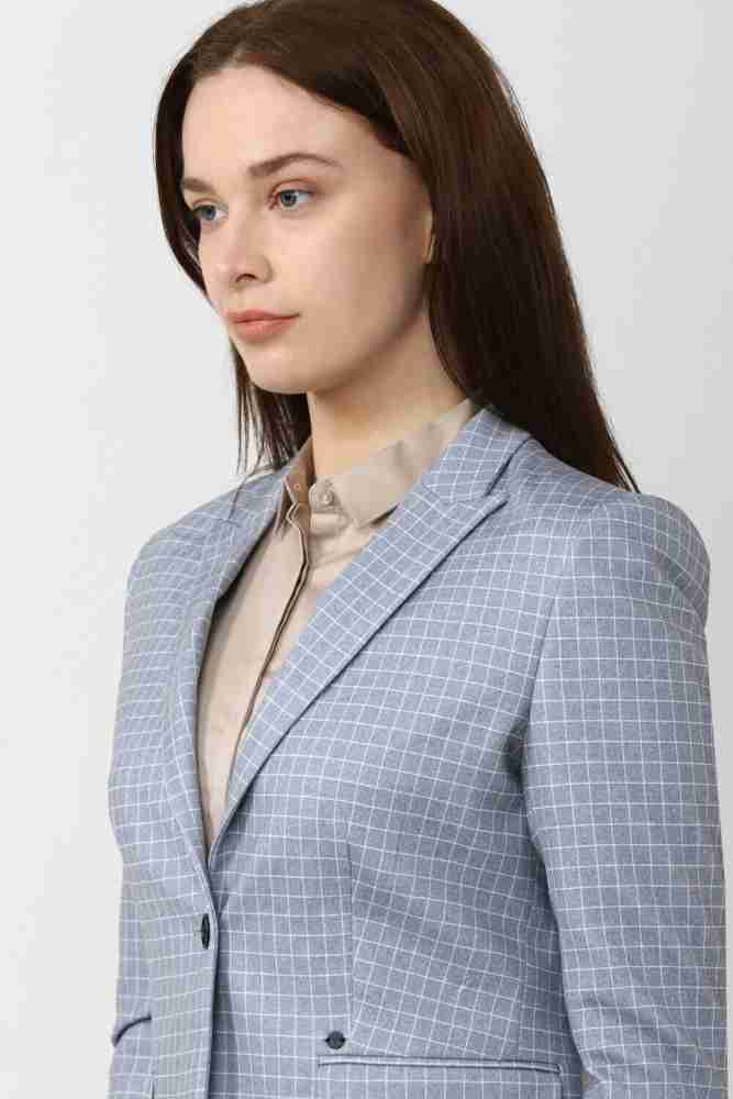 Womens blue check on sale blazer