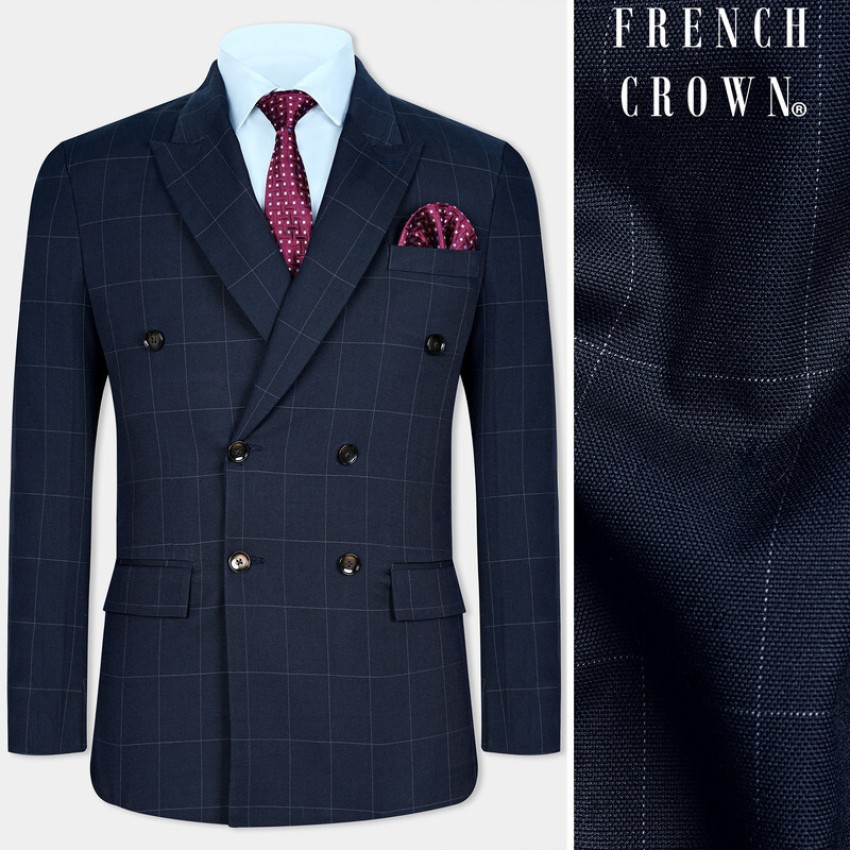 french crown Checkered Single Breasted Formal Men Blazer - Buy
