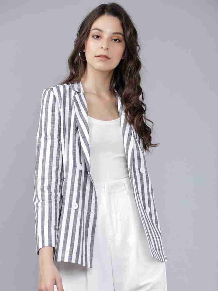 Tokyo Talkies Striped Double Breasted Party Women Blazer Buy