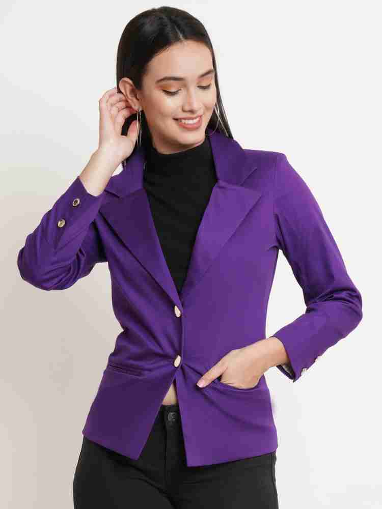 Purple State Solid Single Breasted Casual Women Blazer - Buy