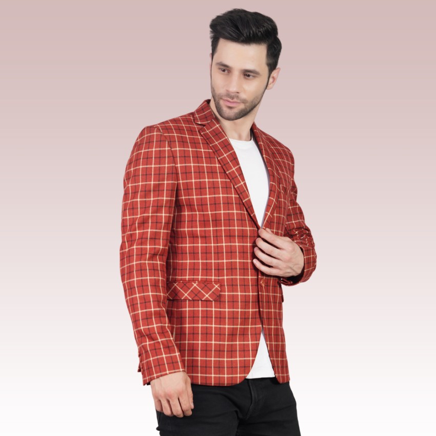 Red checkered sale blazer mens