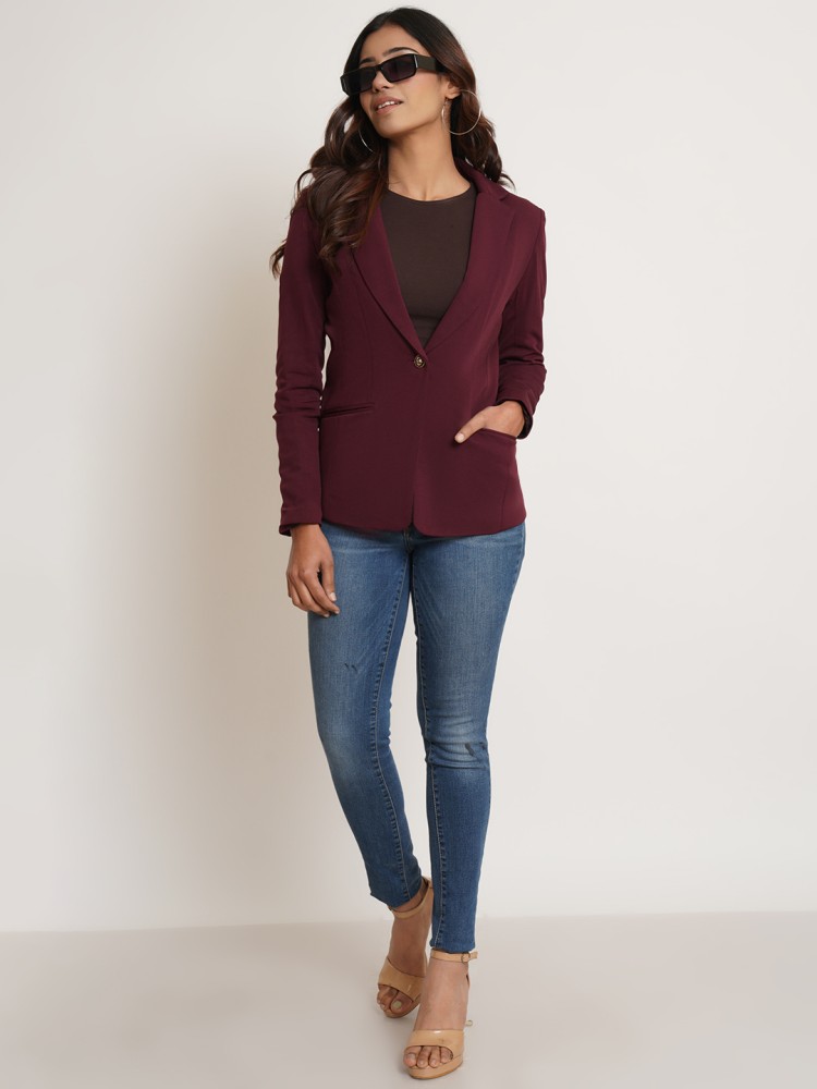 Buy online Women Black Solid Single-breasted Blazer from blazers and coats  for Women by Mode Connection for ₹2269 at 35% off