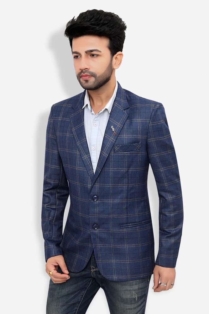 Avser by Authentics Checkered Single Breasted Formal Men Blazer