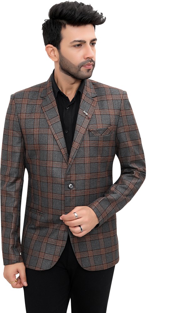 Avser by Authentics Checkered Single Breasted Formal Men Blazer