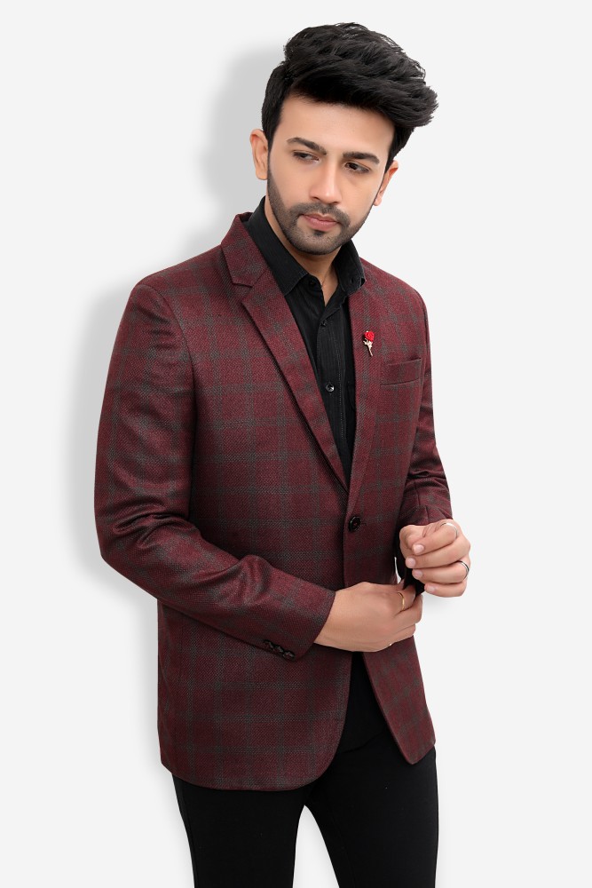 Avser by Authentics Checkered Single Breasted Formal Men Blazer