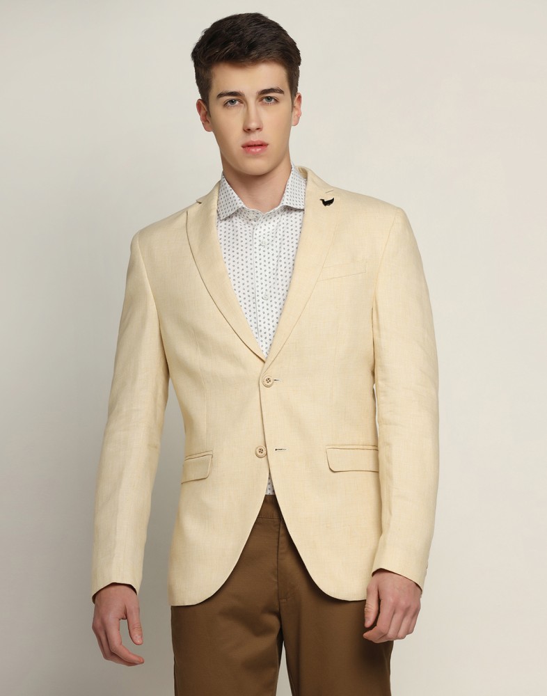 Men solid outlet single button blazer