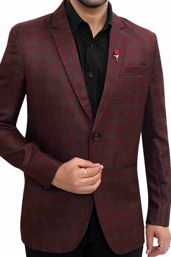 Avser by Authentics Checkered Single Breasted Formal Men Blazer