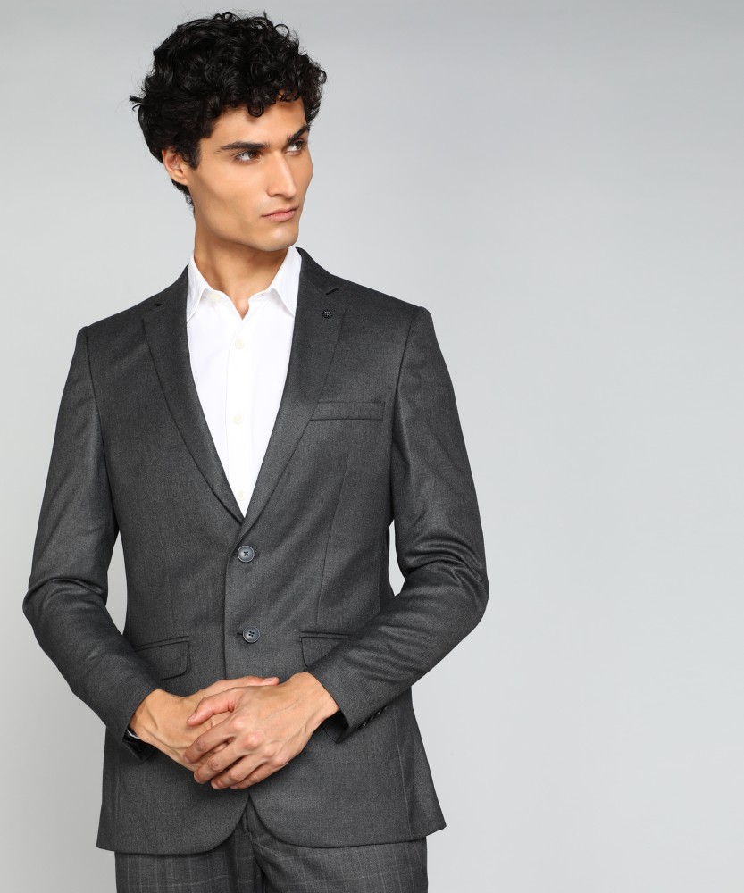 MANQ Solid Single Breasted Formal, Wedding Men Blazer - Buy Charcoal Grey  MANQ Solid Single Breasted Formal, Wedding Men Blazer Online at Best Prices  in India