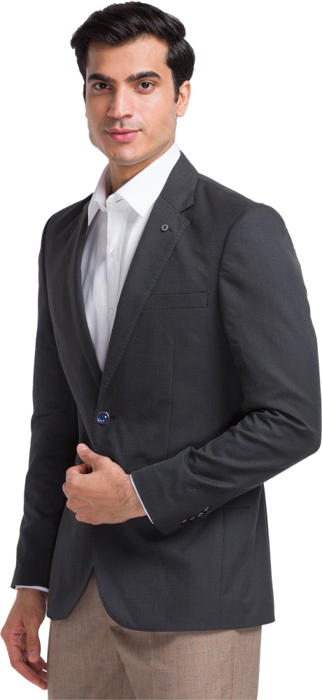 MANQ Solid Single Breasted Formal, Wedding Men Blazer - Buy Charcoal Grey  MANQ Solid Single Breasted Formal, Wedding Men Blazer Online at Best Prices  in India