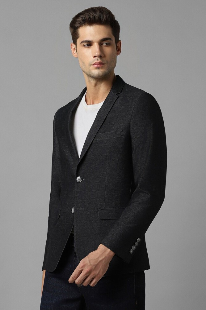 Buy Louis Philippe Louis Philippe Men Blue Self-Design Slim Fit  Single-Breasted Casual Blazer at Redfynd