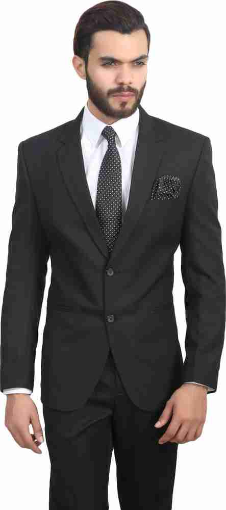 MANQ Solid Single Breasted Formal Wedding Men Blazer Buy Black
