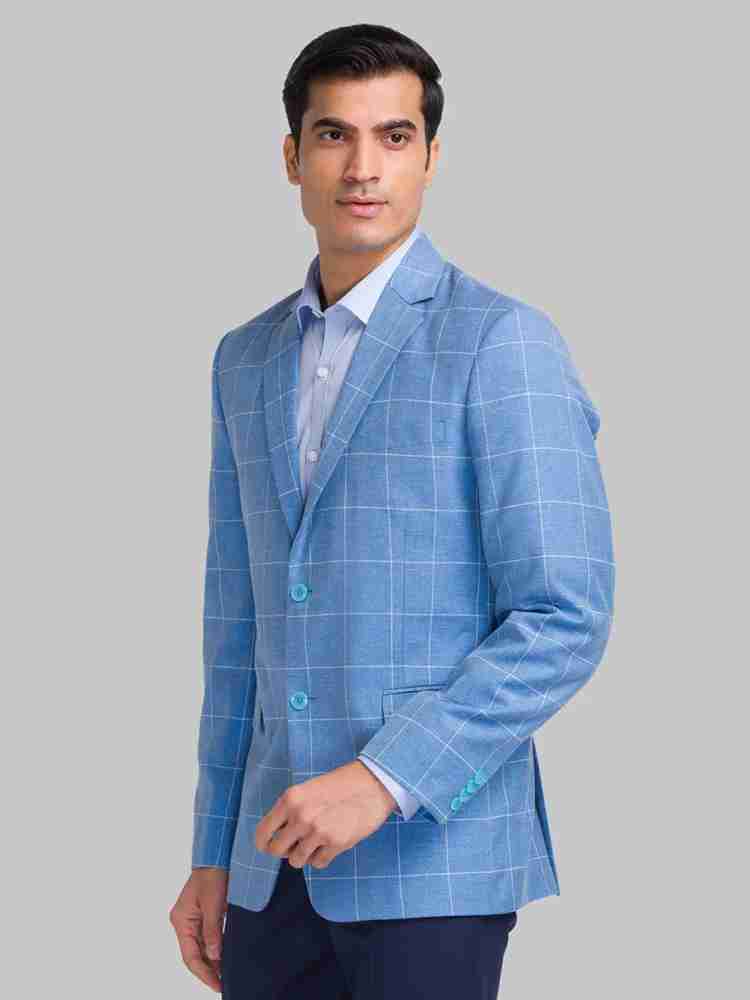 Sky blue check discount blazer