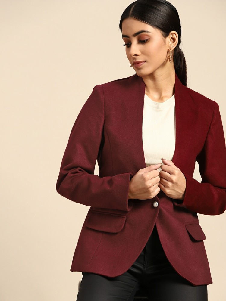 Maroon on sale long blazer