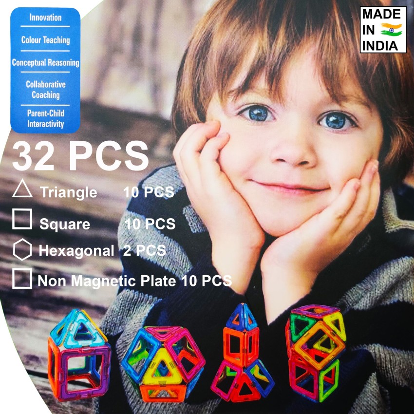 Parteet Learning Magnetic Shapes (Pack of 20 Shapes) Magentic Building  Blocks, Constructing and Creative Learning Educational and Brain  Development Toy for Kids - Learning Magnetic Shapes (Pack of 20 Shapes)  Magentic Building