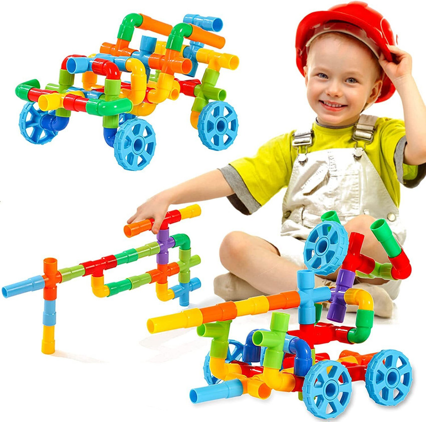 Pulsbery Plastic Pipe Puzzle Building Blocks Toy Game Set for 3 8 Years Old Kids Boys Girls Multi Color 165 Piece Plastic Pipe Puzzle Building Blocks Toy Game Set for 3 8 Years Old