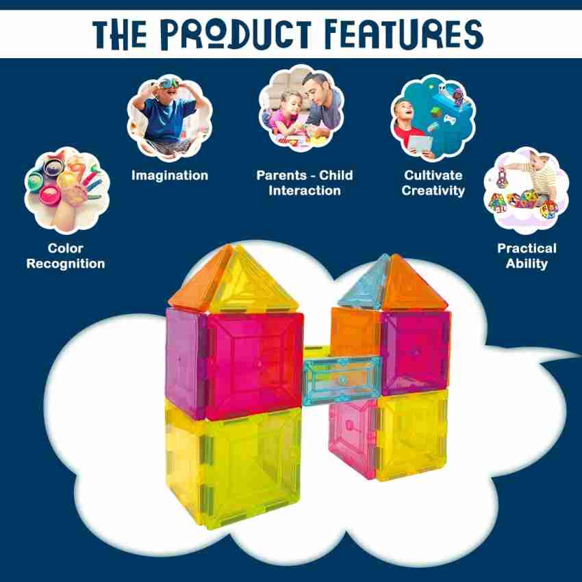 Magnetic Tiles Building Blocks - Set of 46 Pcs - Wembley Toys