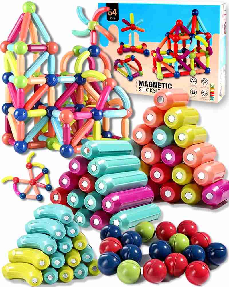 Kiditos Magnetic Sticks Building Blocks Educational Toys for Kids Age 3 Years 64 Pcs Magnetic Sticks Building Blocks Educational Toys for Kids Age 3 Years 64 Pcs Buy Magnetic Sticks