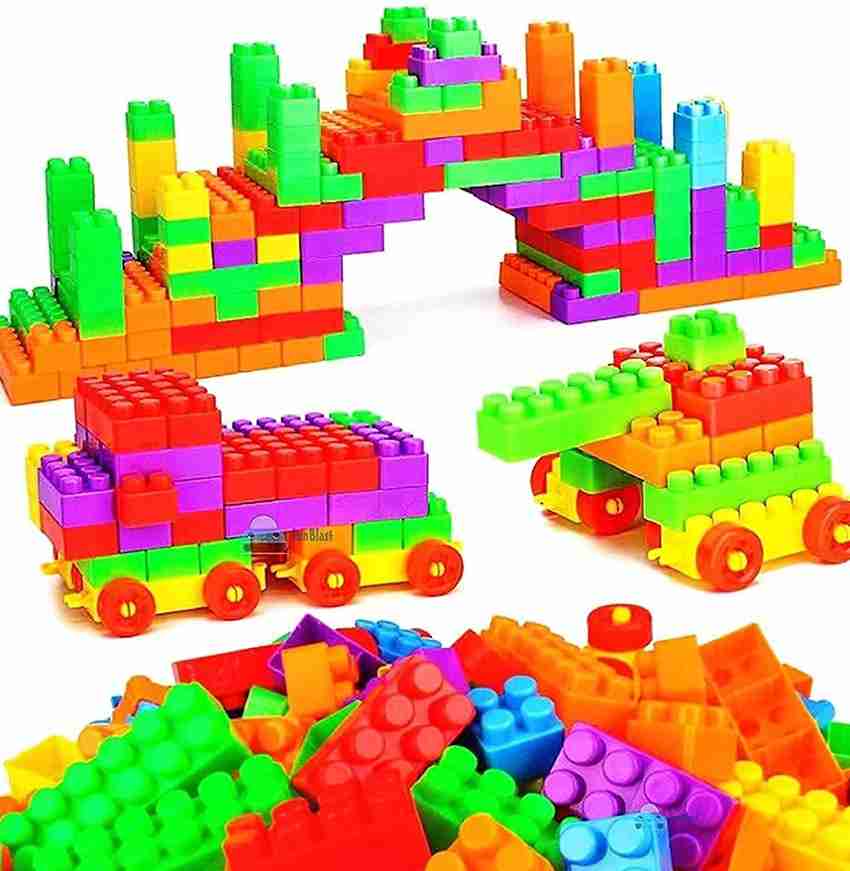 KHUSH 55 Pcs Building Blocks for Kids with Wheel Block Game for