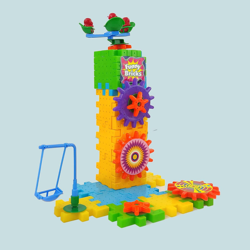 NKB Interlocking Motorized Spinning Gear Building Toy Set