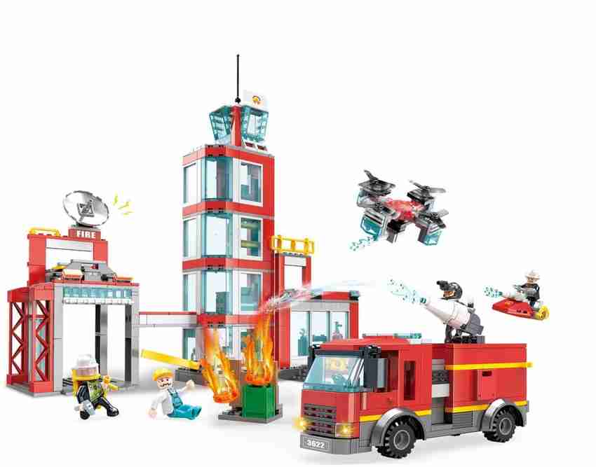 Fire station building toys sales