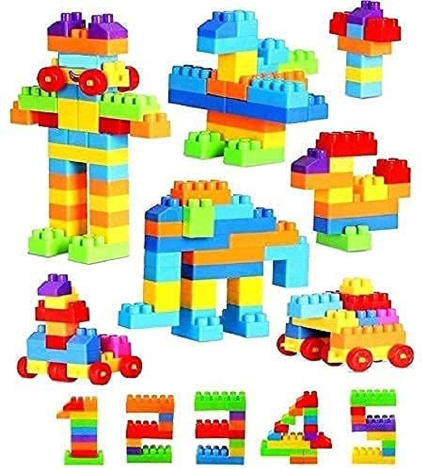 Pulsbery Building Blocks Toy Game with Wheels Set for 3-8 Years