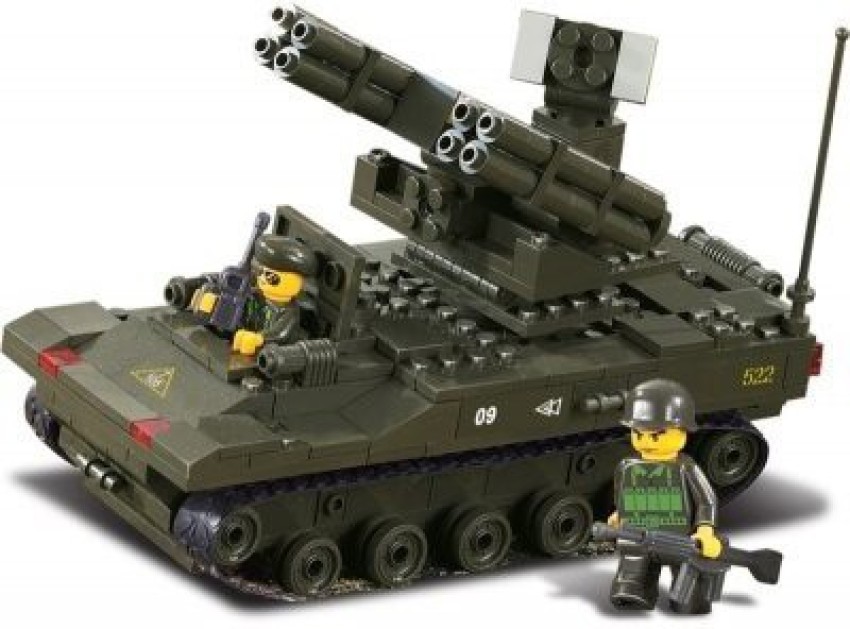 SLUBAN Army Building Blocks, Military Tank, M38-B0302, Used 4 Figures  Included