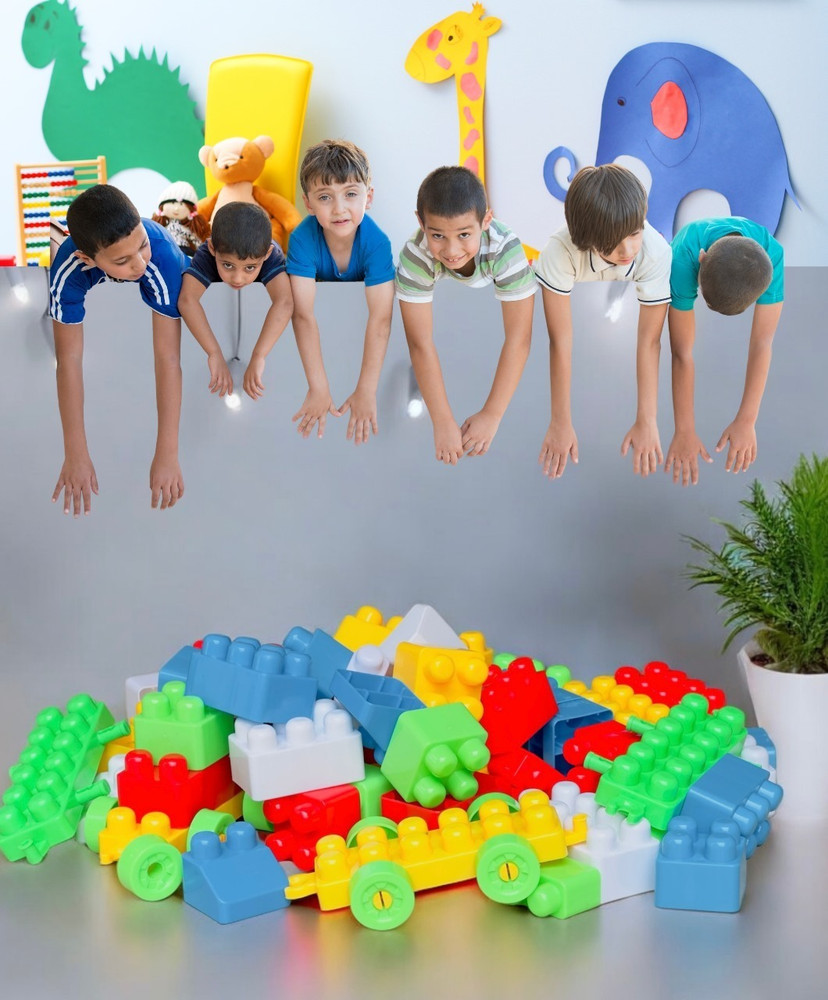 Midhash DIY MEGA SIZE Plastic Building Blocks for Kids 100 pcs BIG SIZE Block Set DIY MEGA SIZE Plastic Building Blocks for Kids 100 pcs BIG SIZE Block Set