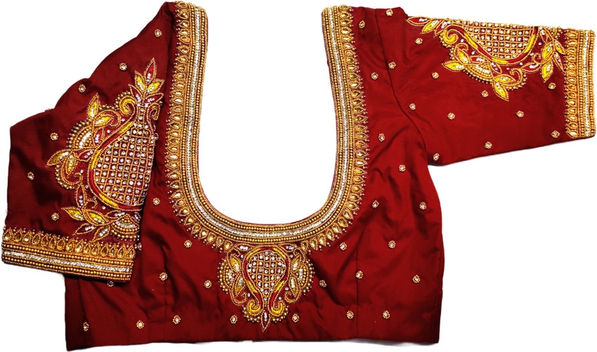 Stone Grey & Maroon Soft Silk Saree With Embroidered Blouse – Shaaola