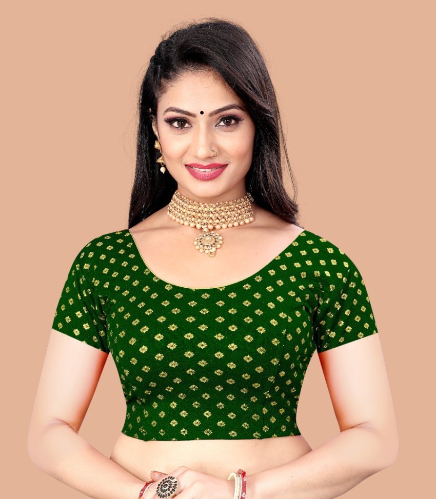 Bottle Green Blouse With Saree Shapewear Petticoat at best price
