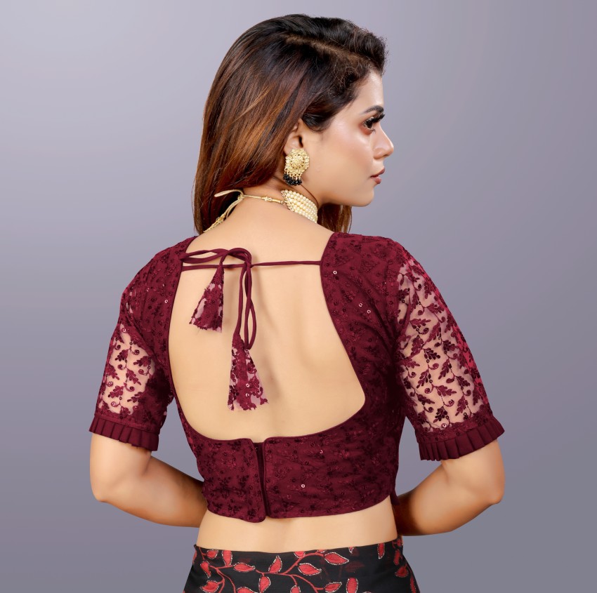 Buy Linaro Lifestyles Women Red Woven Design Net Blouse Online at