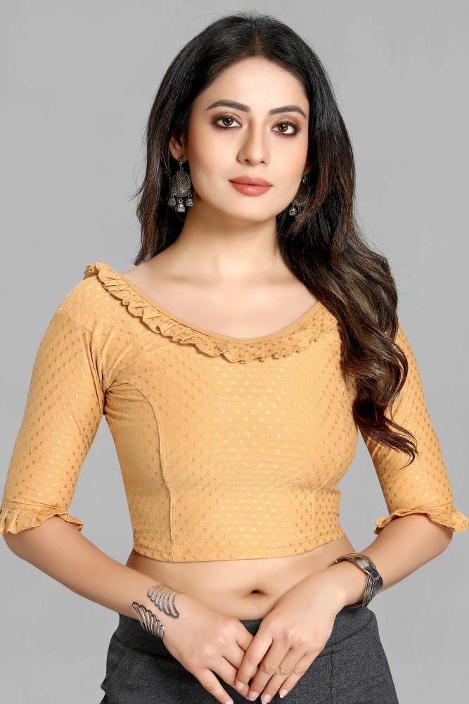 Buy Scube Designs Women Beige Cotton Lycra Blouse Online at Best